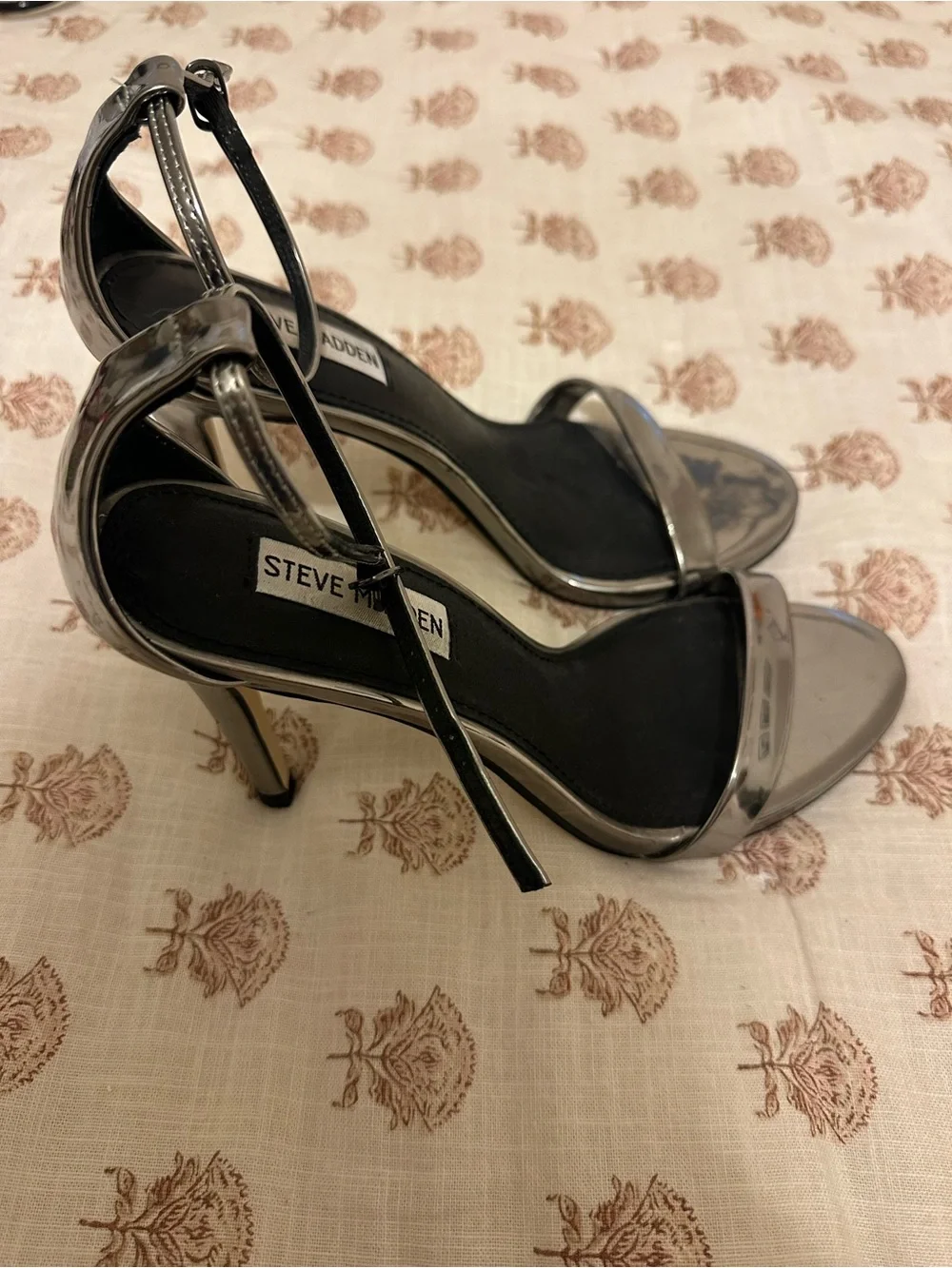 Steve Madden Silver Ankle-Strap Heels